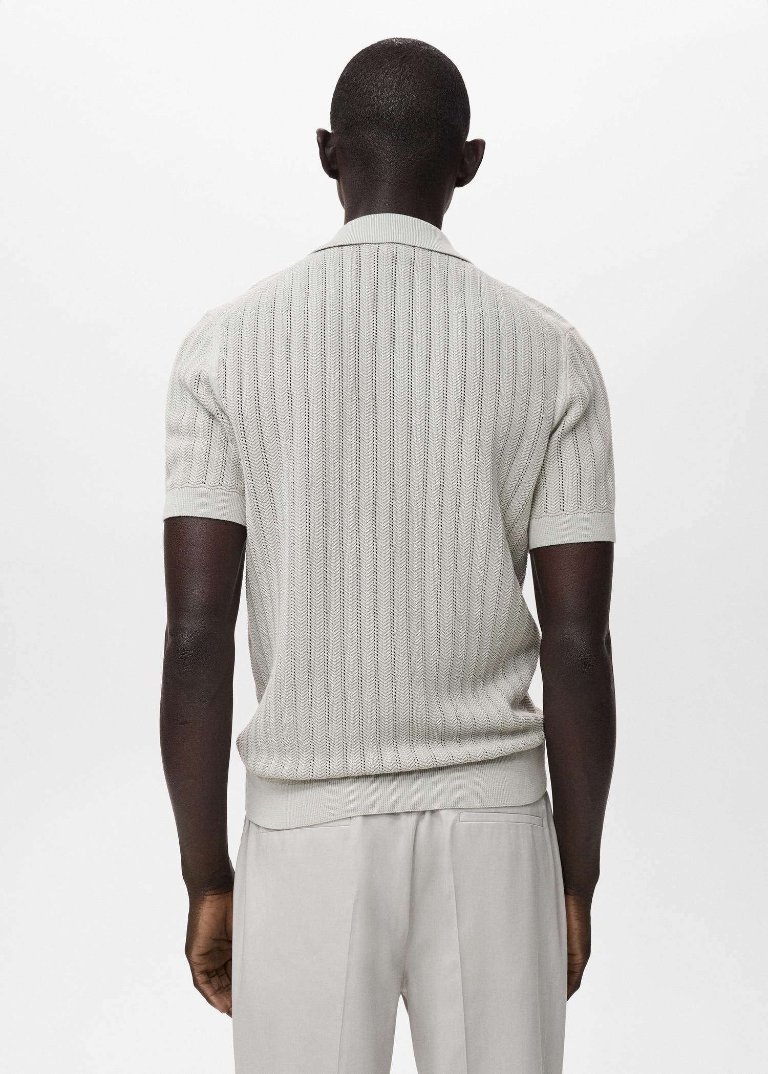 Fine-knit herringbone polo shirt - Men | MANGO USA Product Image