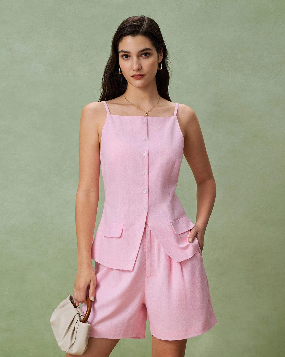 Pink Ruched Pocket Shorts Product Image