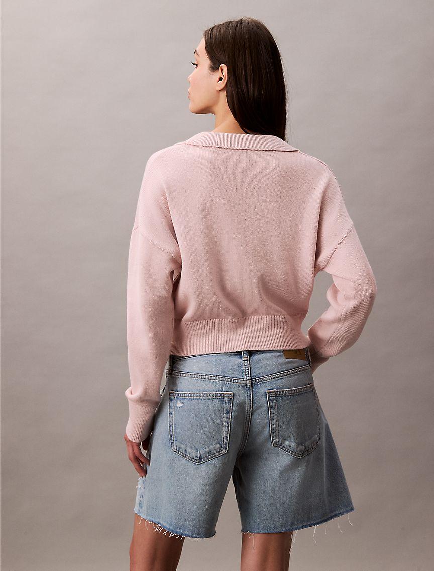 Smooth Cotton Polo Sweater Product Image