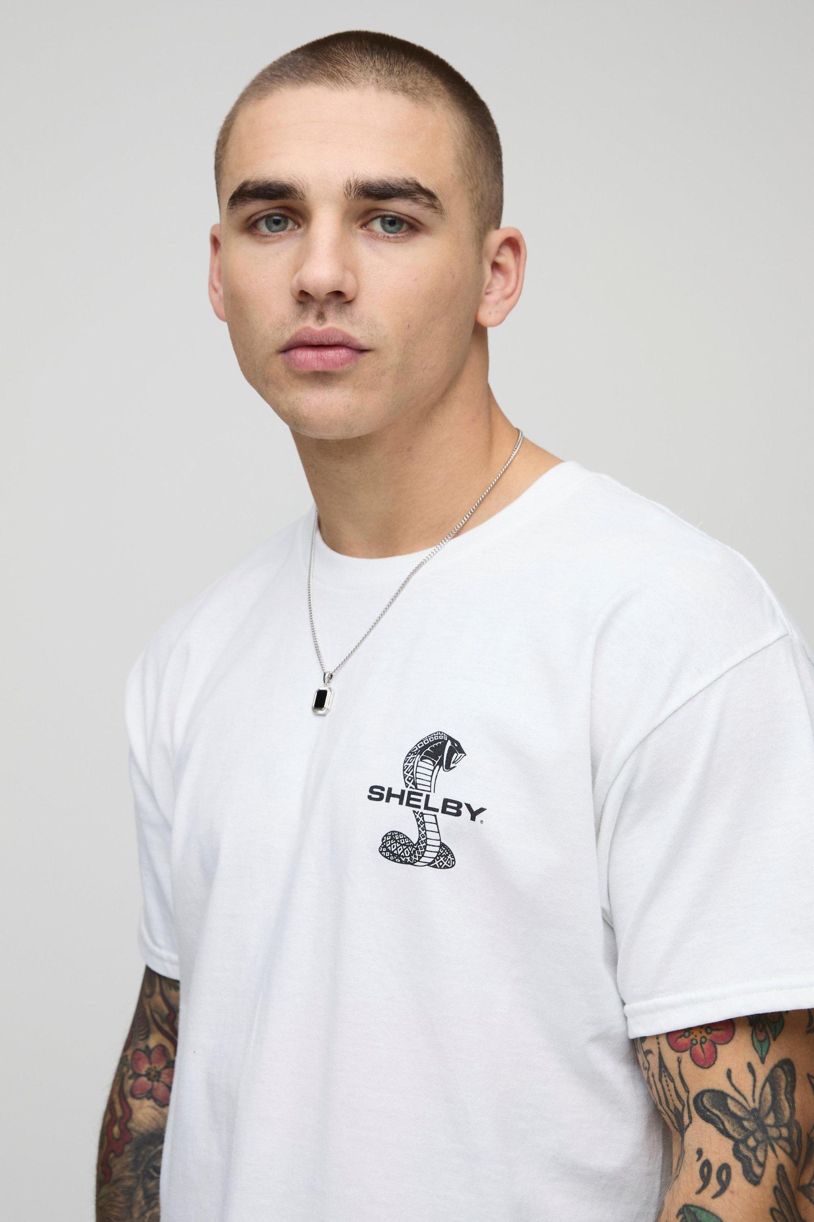 White Oversized Shelby License Graphic T Shirt | boohooMAN USA Product Image