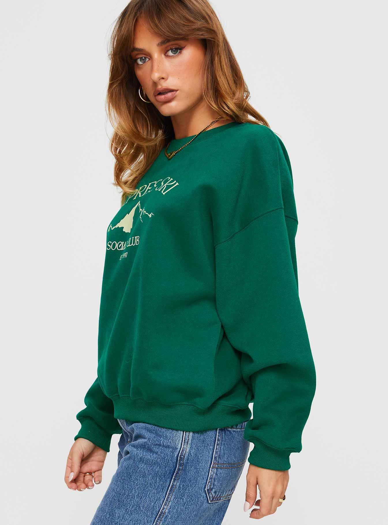 Apres Ski Crew Neck Sweatshirt Green / Cream Product Image