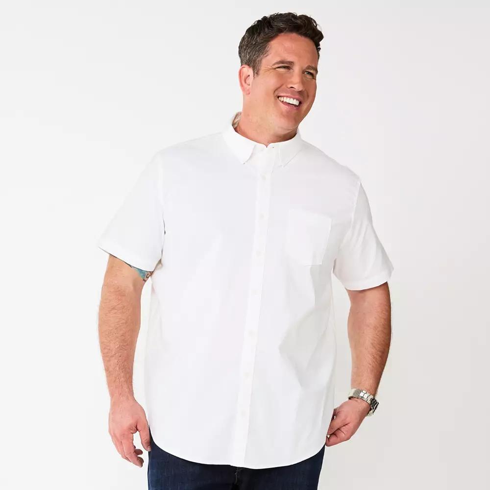 Big & Tall Sonoma Goods For Life® Perfect-Length Button-Down Shirt, Men's, Size: Medium Tall, White Oxford Product Image