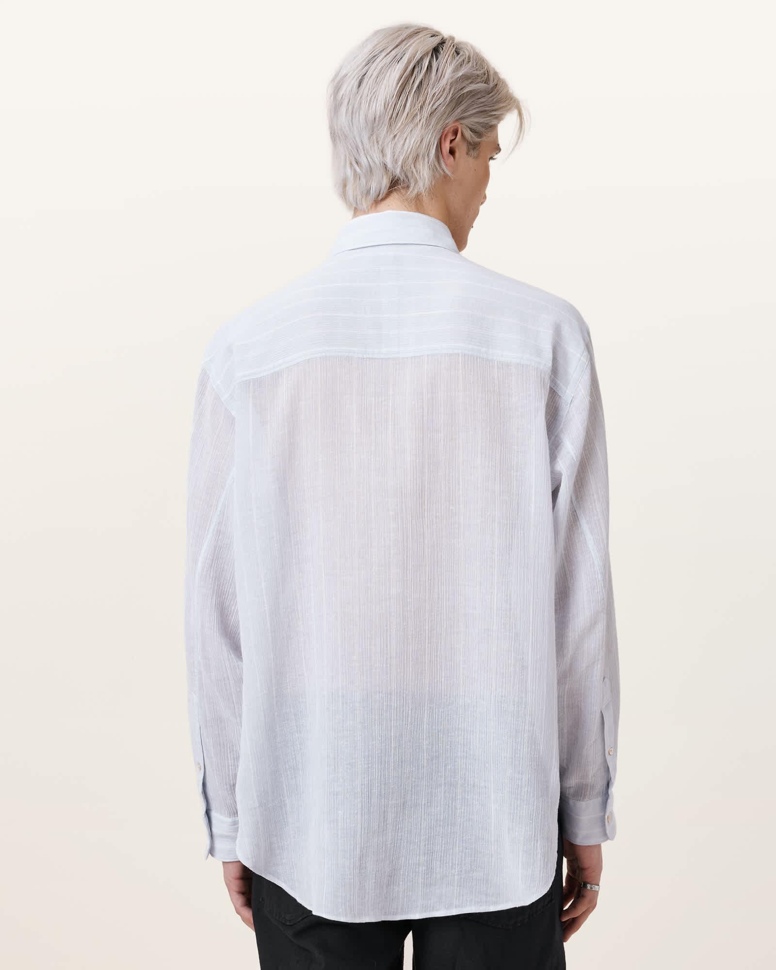 Holme Long Sleeve Oversized Shirt WILLOW BLUE | ALLSAINTS US Product Image