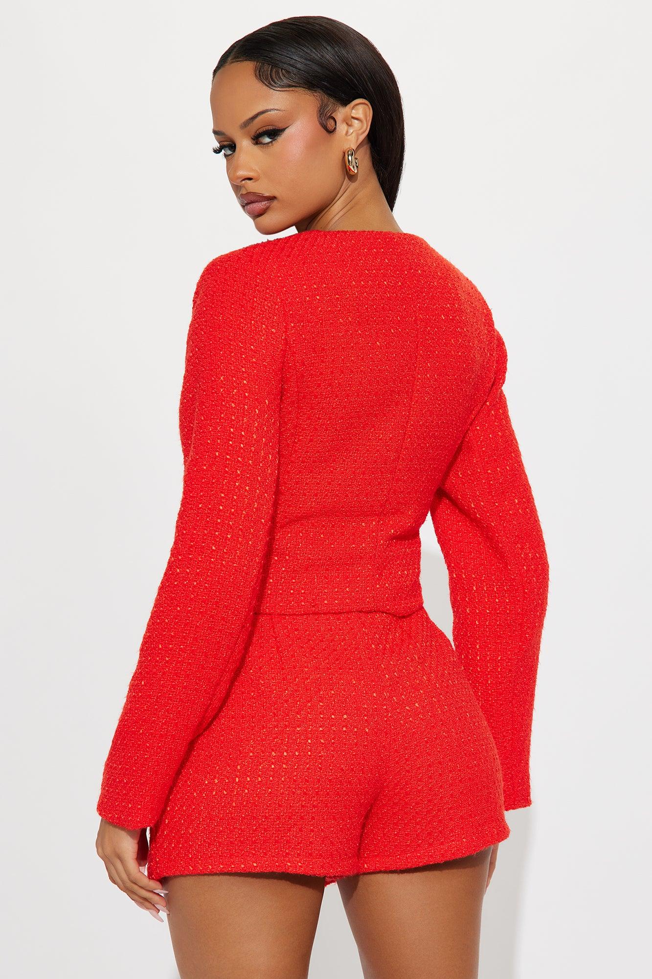 Eileen Tweed Blazer Skirt Set - Red Female Product Image