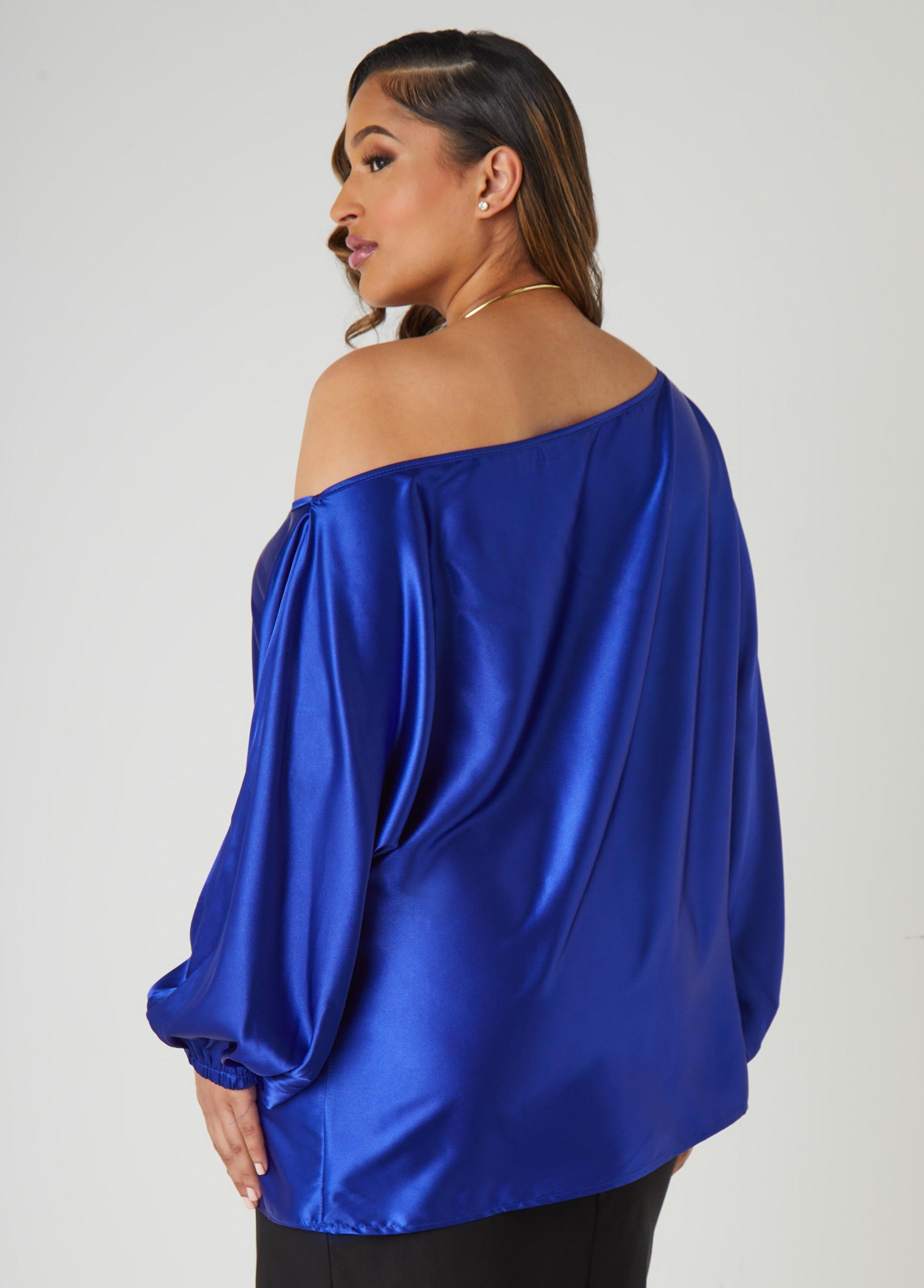 Off The Shoulder Satin Blouse Product Image