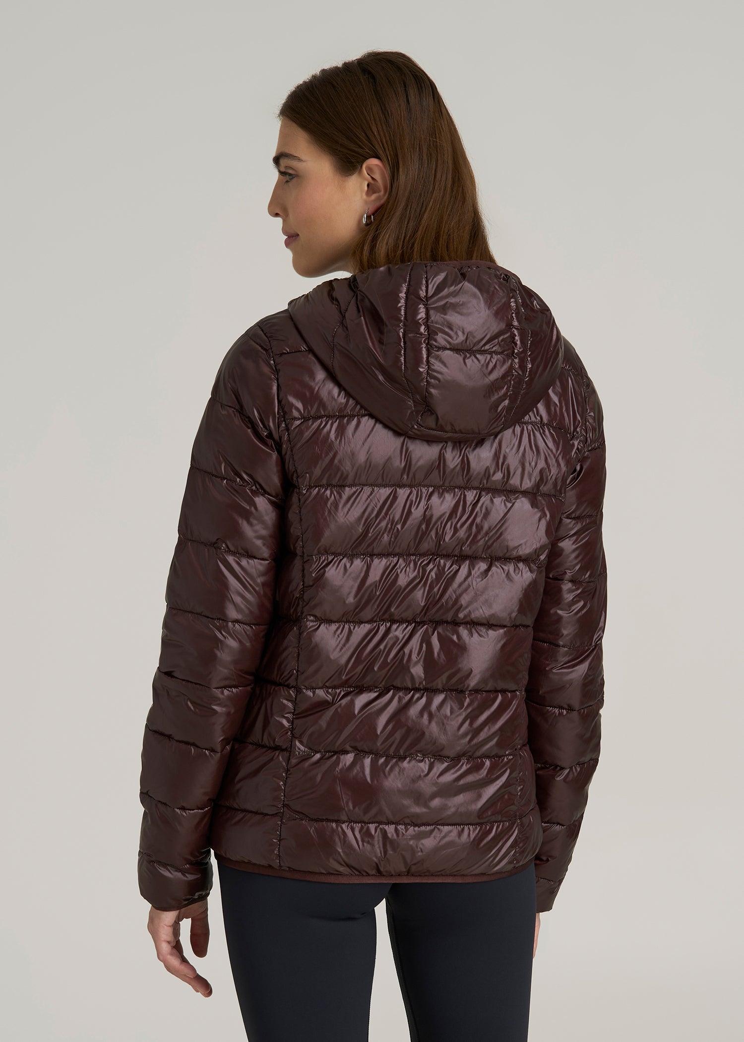 Packable Short Puffer Jacket for Tall Women in Oxblood Female Product Image