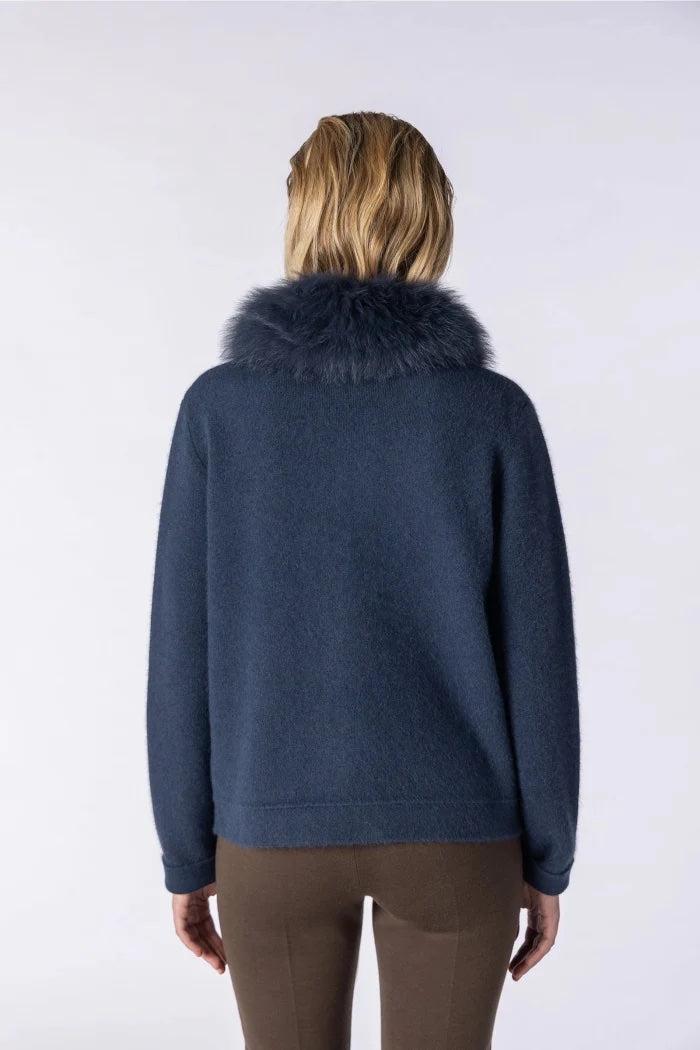 Fox fur collar knit jacket Product Image