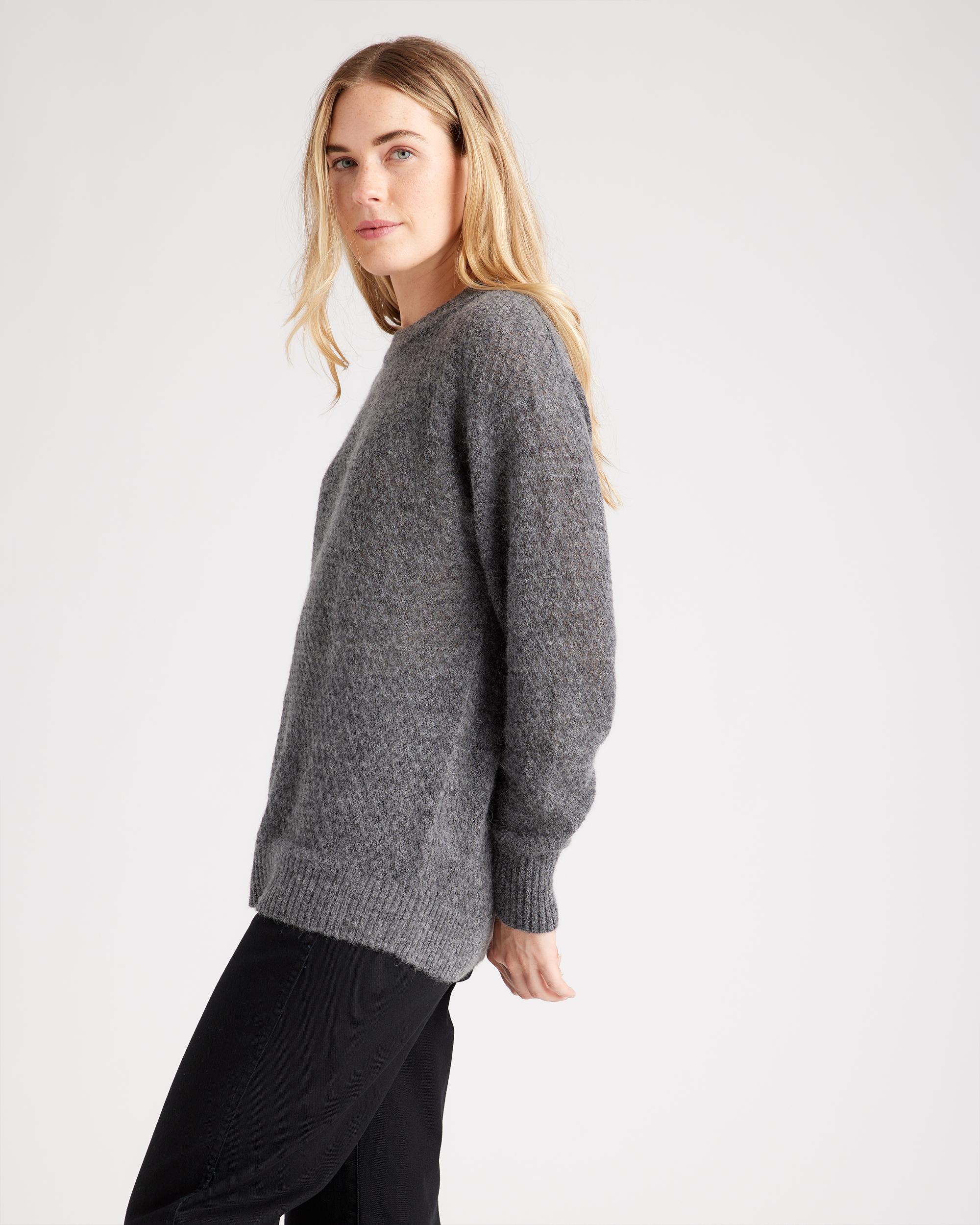 Quince | Women's Baby Alpaca-Wool Diamond Stitch Crew Neck Alpaca Sweater Product Image
