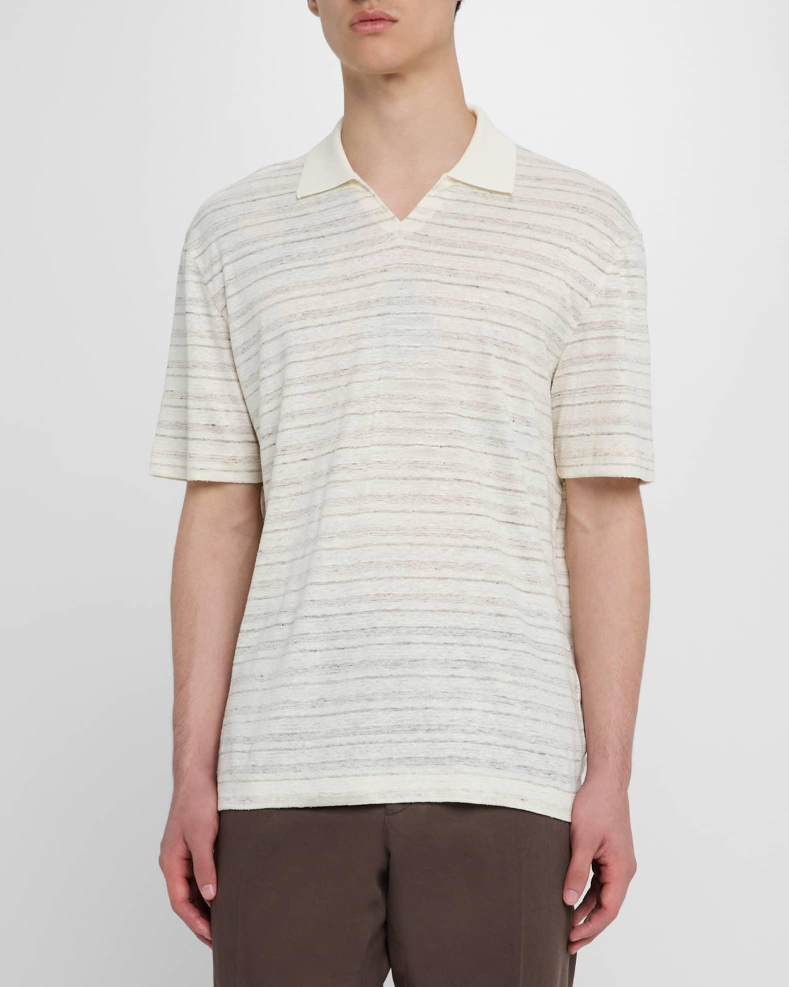 Men's Johnny Collar Multi-Stripe Polo Shirt Product Image