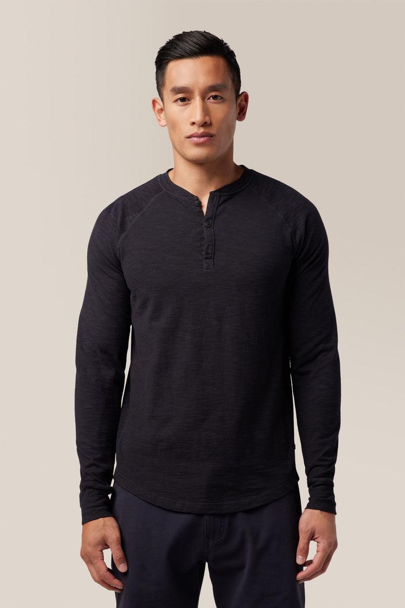 Good Man Brand Slim Henley Jersey- Black Product Image