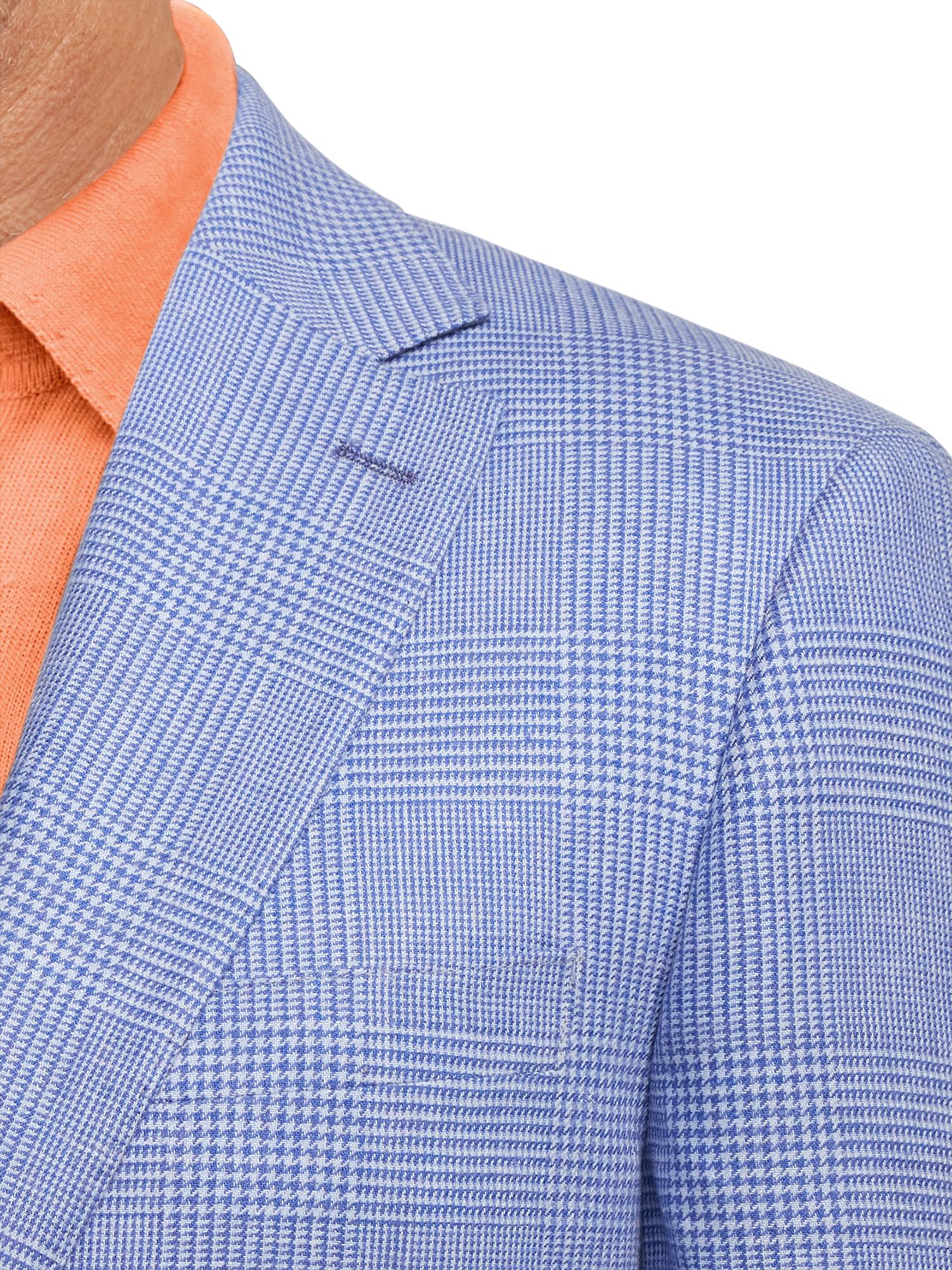 Linen Blend Single Breasted Notch Lapel Sport Coat - Blue Product Image