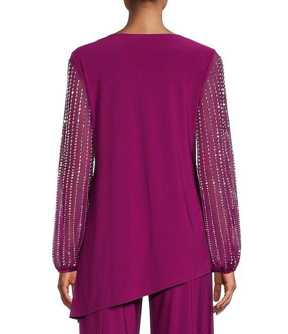 Marina Beaded Long Sleeve Crew Neck 2-Piece Pant Set Product Image