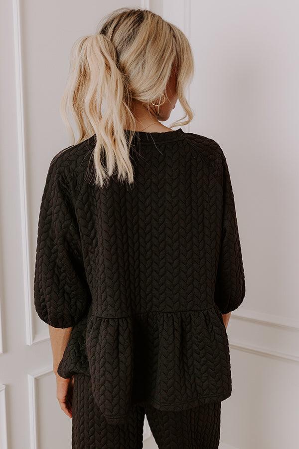 Chic A La Mode Knit Peplum Top in Black Product Image