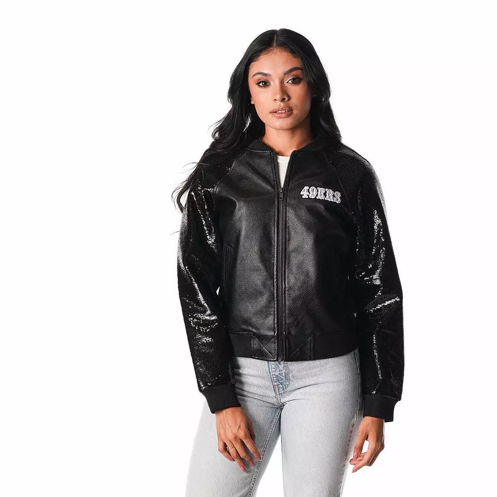 Women's The Wild Collective Black San Francisco 49ers Sequin Full-Zip Jacket,  Product Image