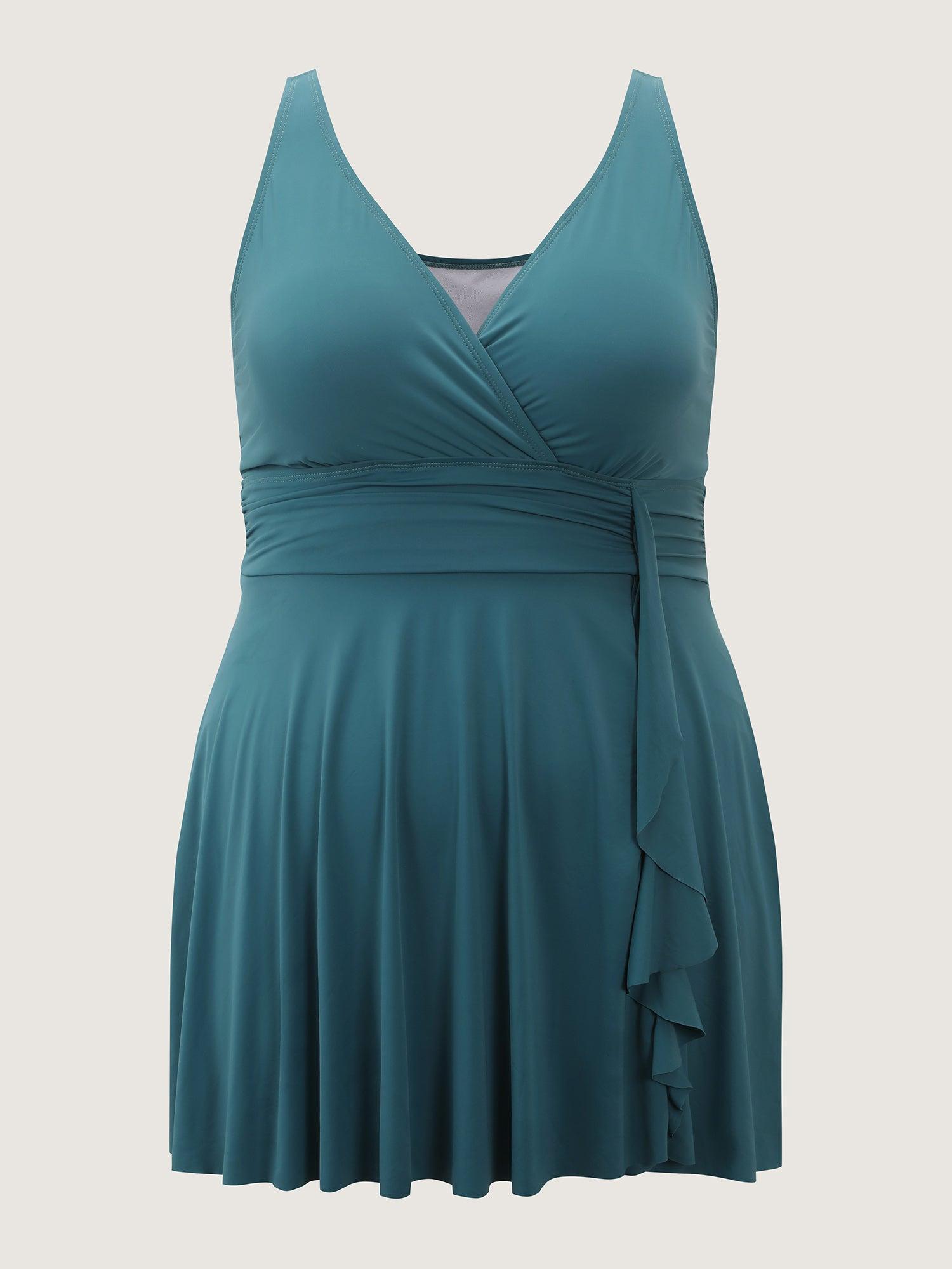 Ruffled Hem Cinched Waist Swim Dress Female Product Image