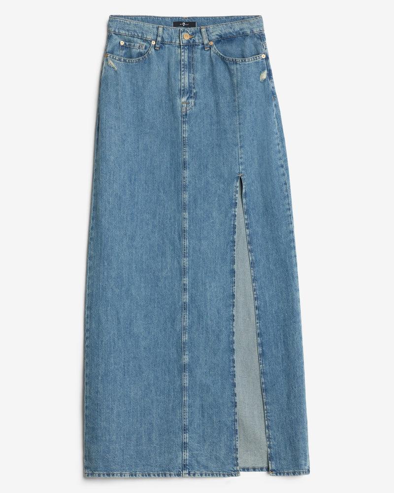 Indigo Linen Maxi Skirt Product Image