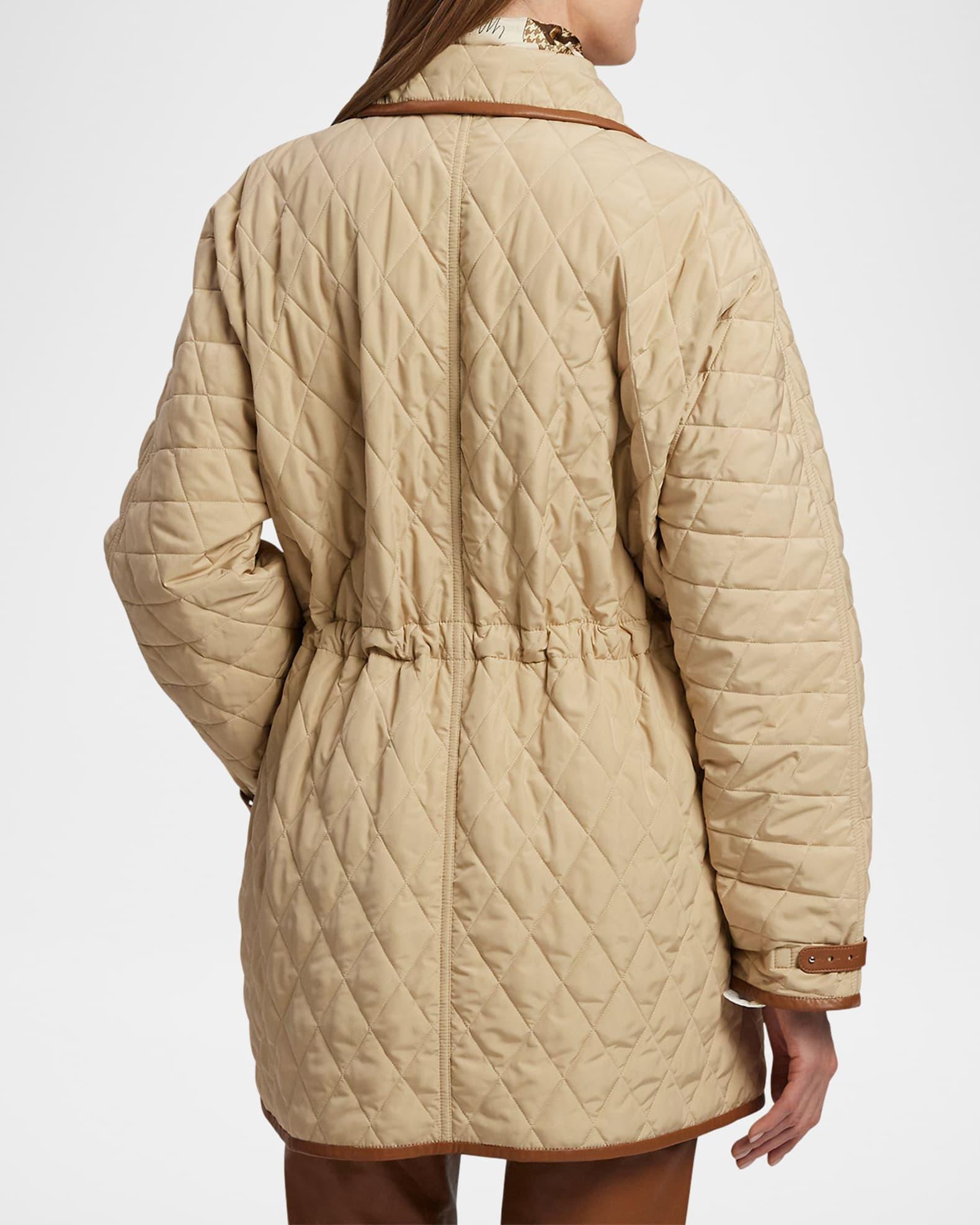 Saundra Quilted Leather-Trim Coat Product Image