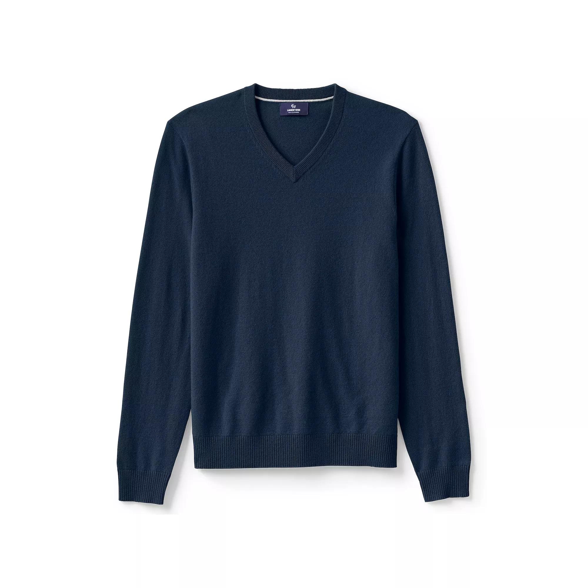 Big & Tall Lands' End Fine-Gauge Cashmere V-neck Sweater, Men's,  Product Image