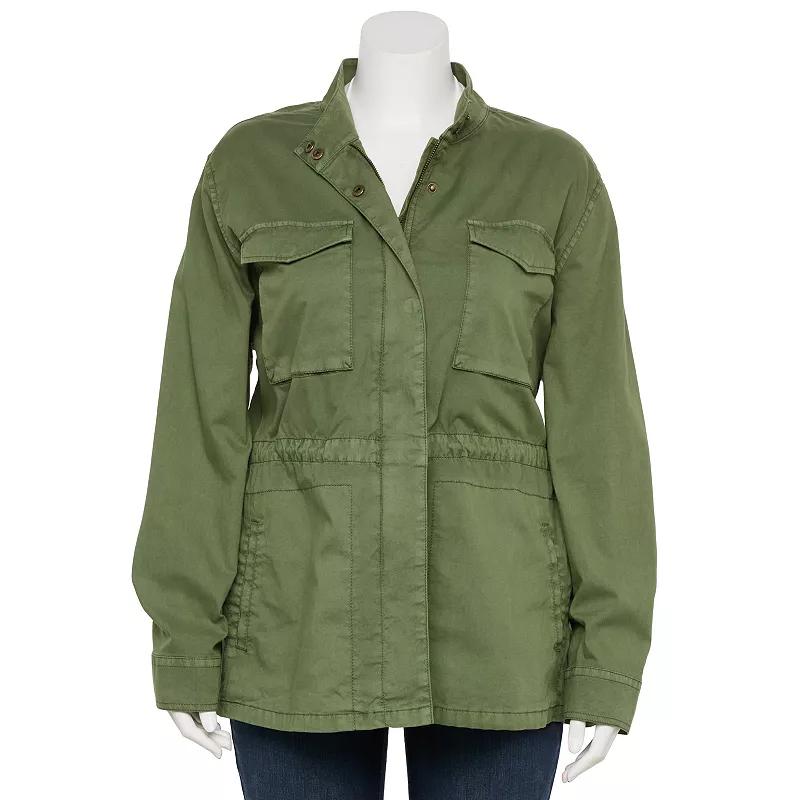 Plus Size Sonoma Goods For Life® Patch Pocket Utility Jacket, Women's, Size: 0X, Manolo Green Product Image