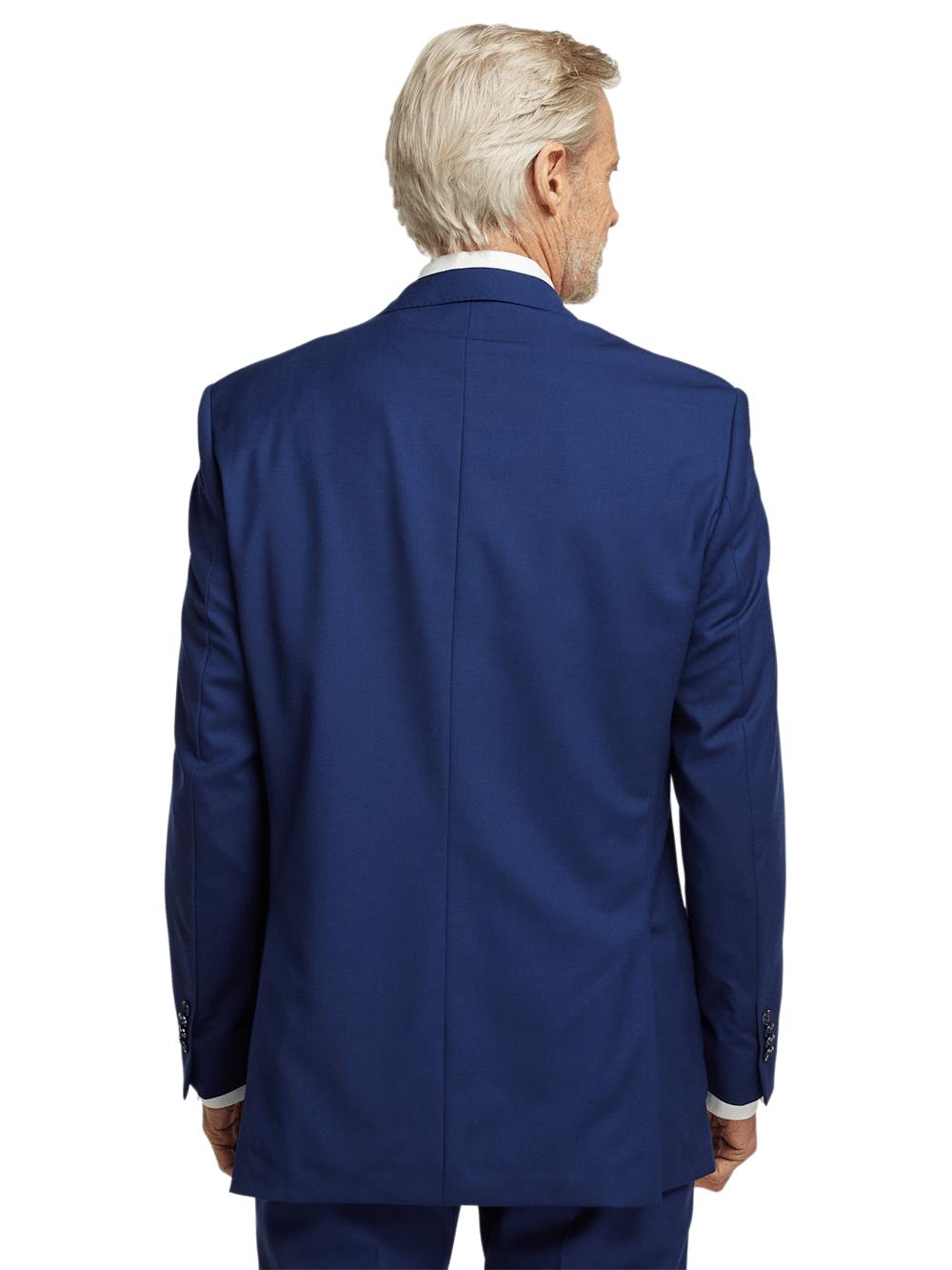 Wool Stretch Bengaline Single Breasted Peak Lapel Suit - Blue Product Image