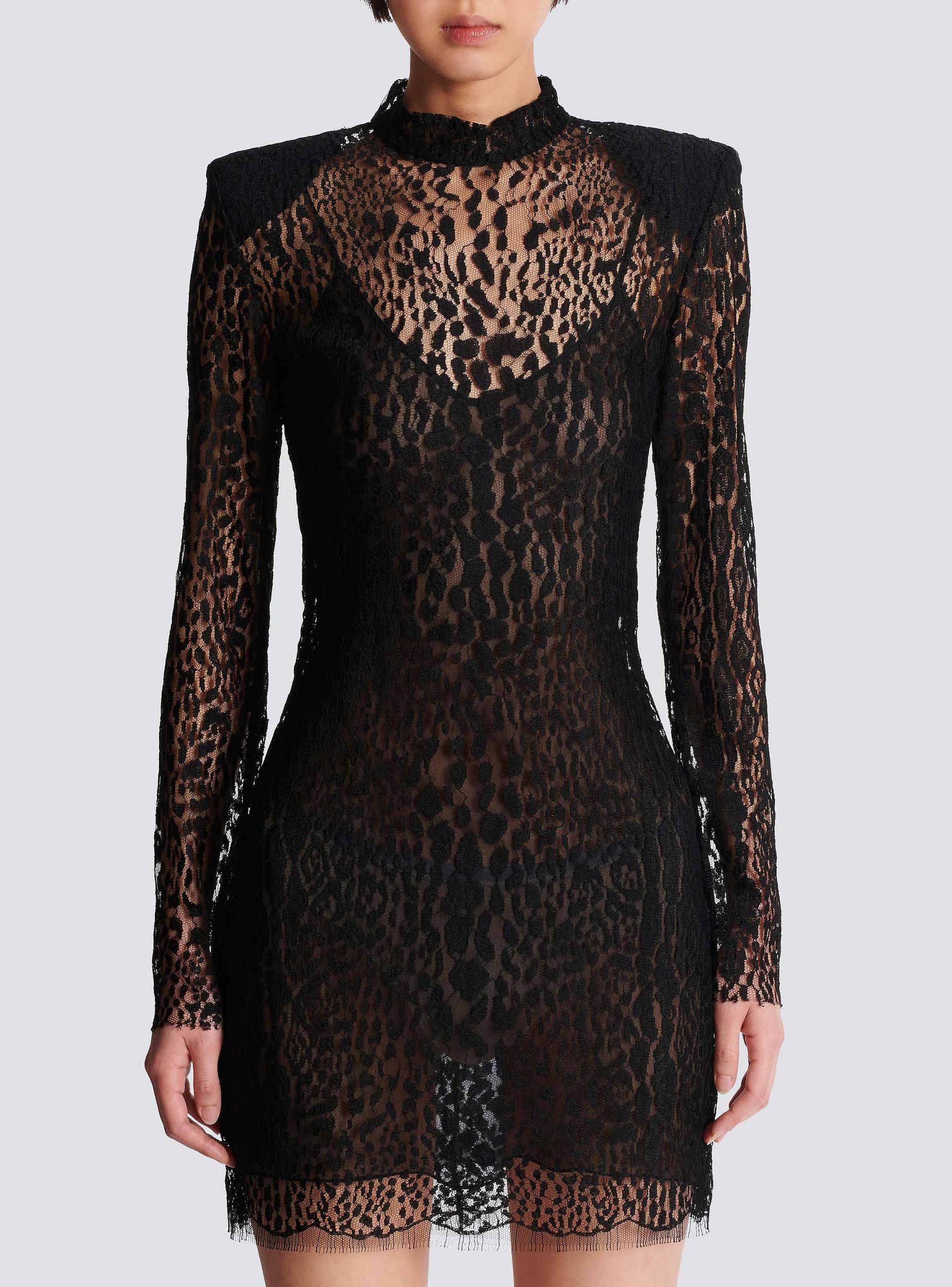 Leopard pattern lace bodycon dress Product Image