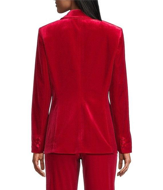 Alex Marie Stretch Velvet High Rise Flat Front Flare Long Length Coordinating Pant Product Image