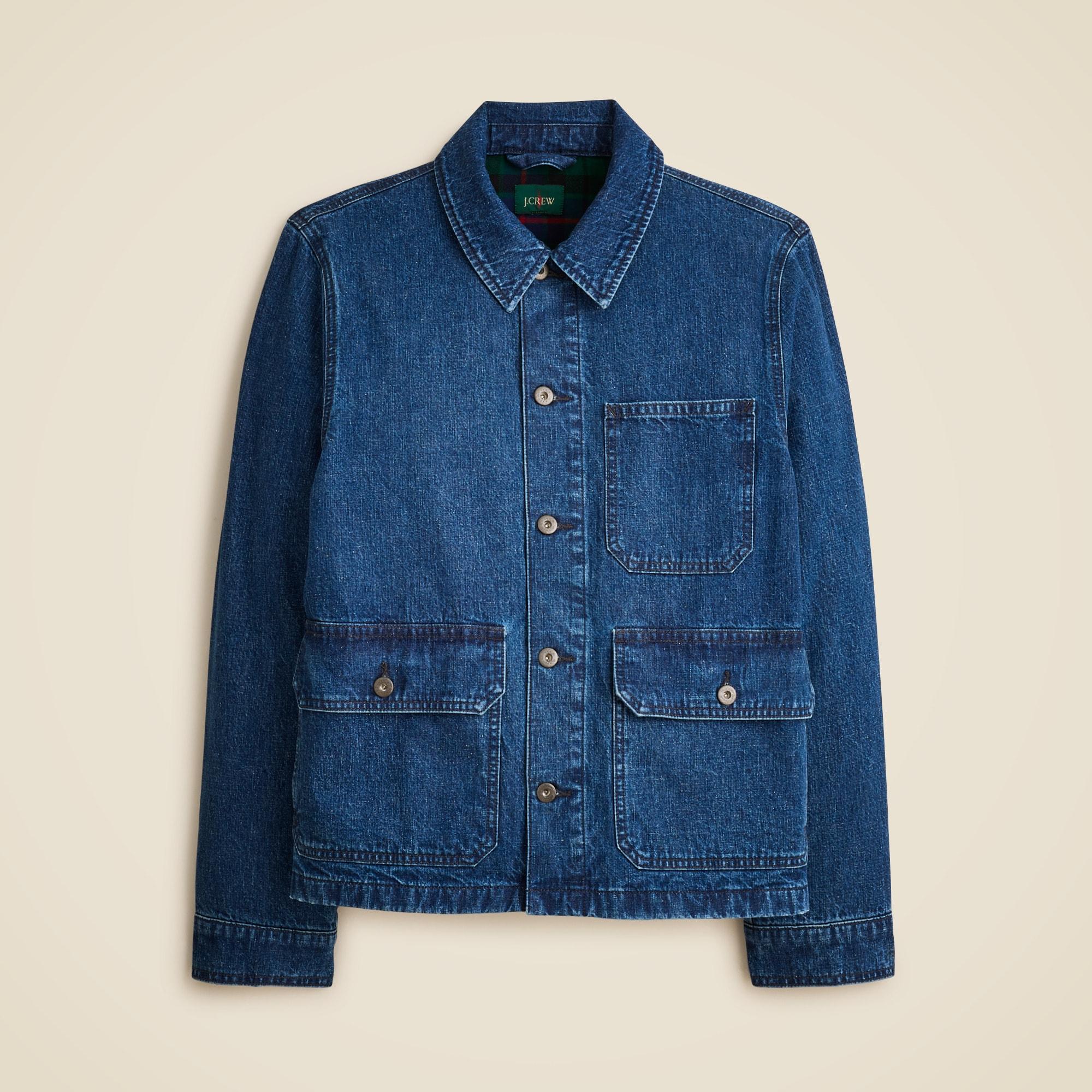 Patch-pocket denim jacket with flannel lining Product Image