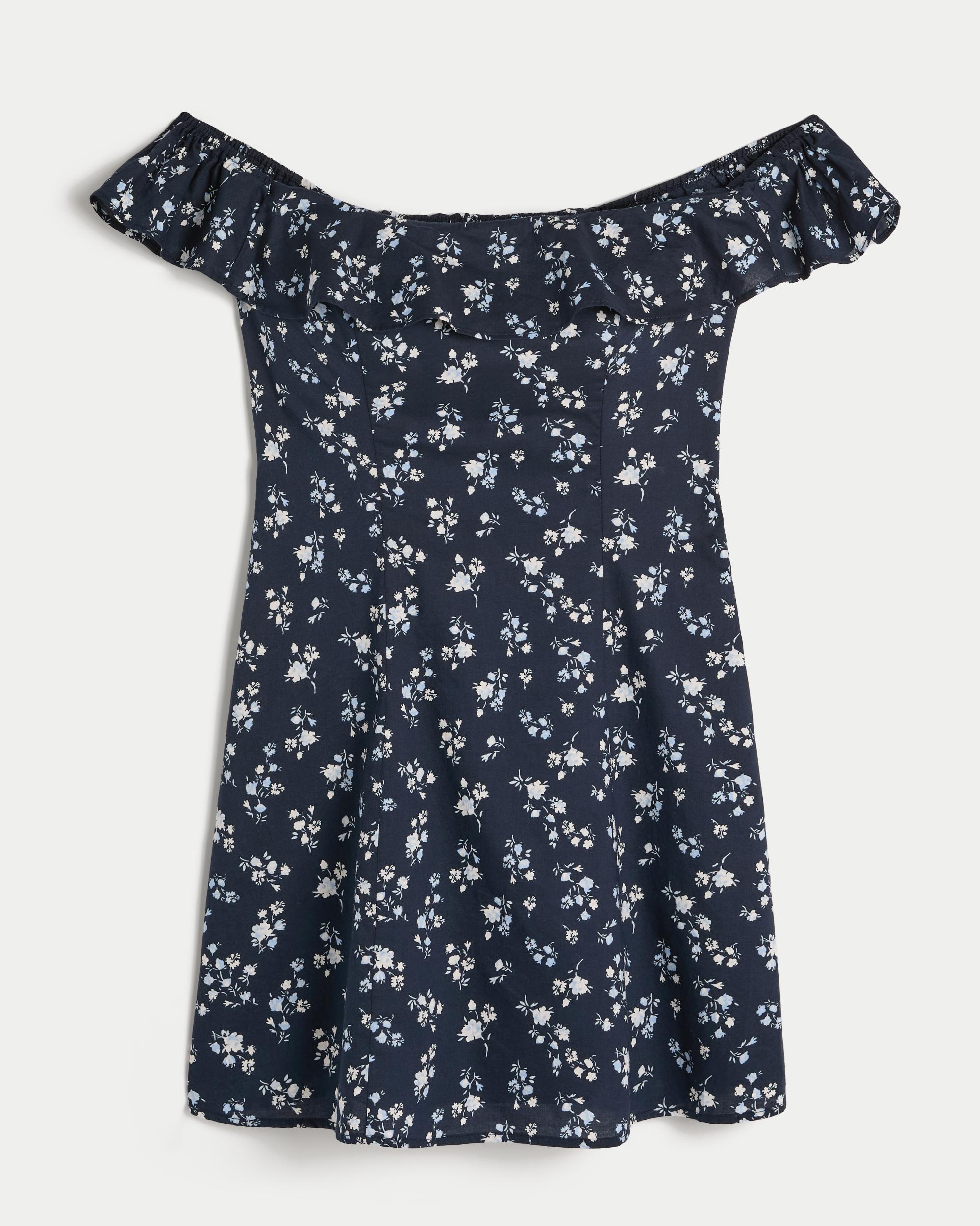 Off-the-Shoulder A-Line Ruffle Mini Dress Product Image