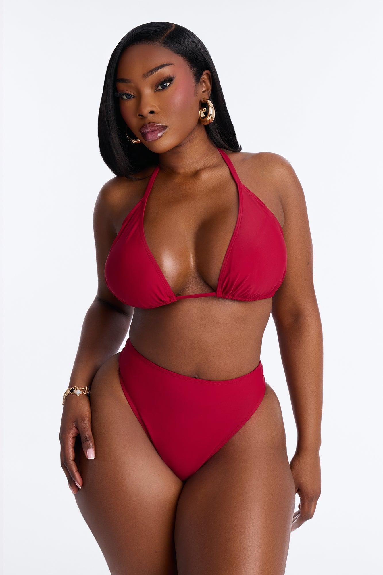 Maui Mix And Match Triangle Bikini Top - Burgundy Female Product Image