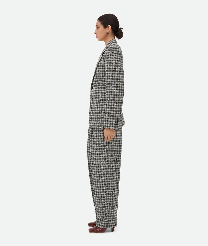Women's Boucle Gingham Wool Jacket in Black/pearl/khaki Product Image