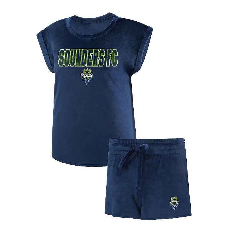 Women's Concepts Sport Navy Seattle Sounders FC Intermission T-Shirt and Shorts Sleep Set, Size: Small, Blue Product Image