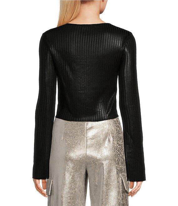 Double Zero Long Sleeve Metallic Foil Top Product Image