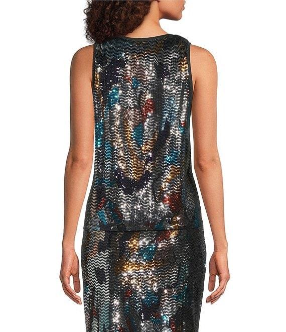 Current Air Coordinating Metallic Scoop Neck Sleeveless Tank Product Image