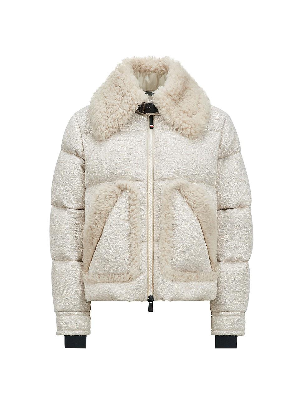 Womens Stowe Metallic Boucle Jacket with Shearling Collar Product Image