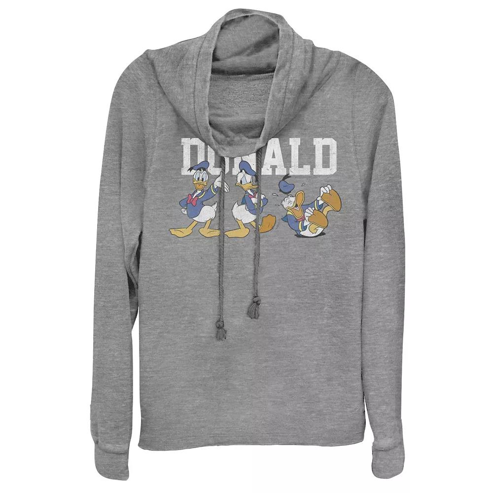 Disney Donald Duck Juniors' Action Pose Cowlneck Graphic Lightweight Long Sleeve, Girl's,  Product Image