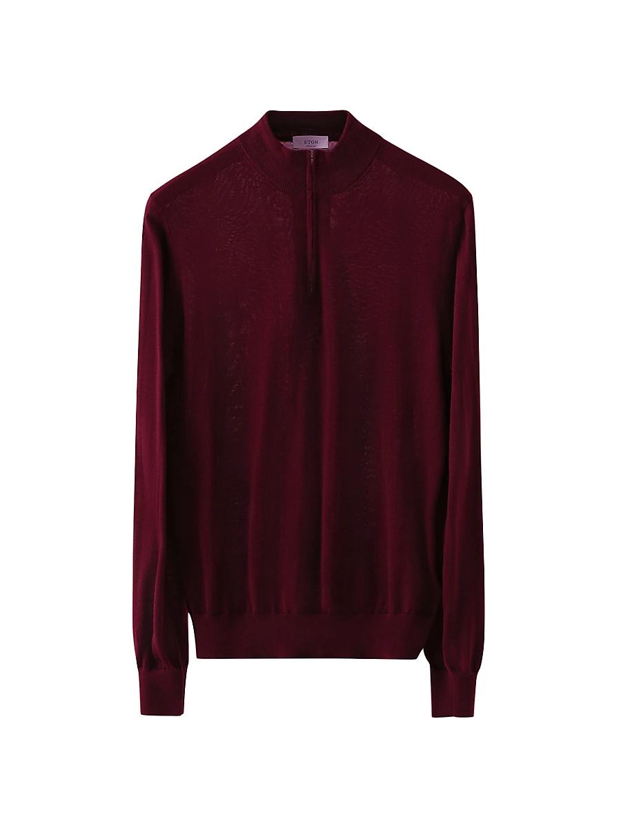 Mens Fine-Knit Wool Quarter-Zip Sweater Product Image