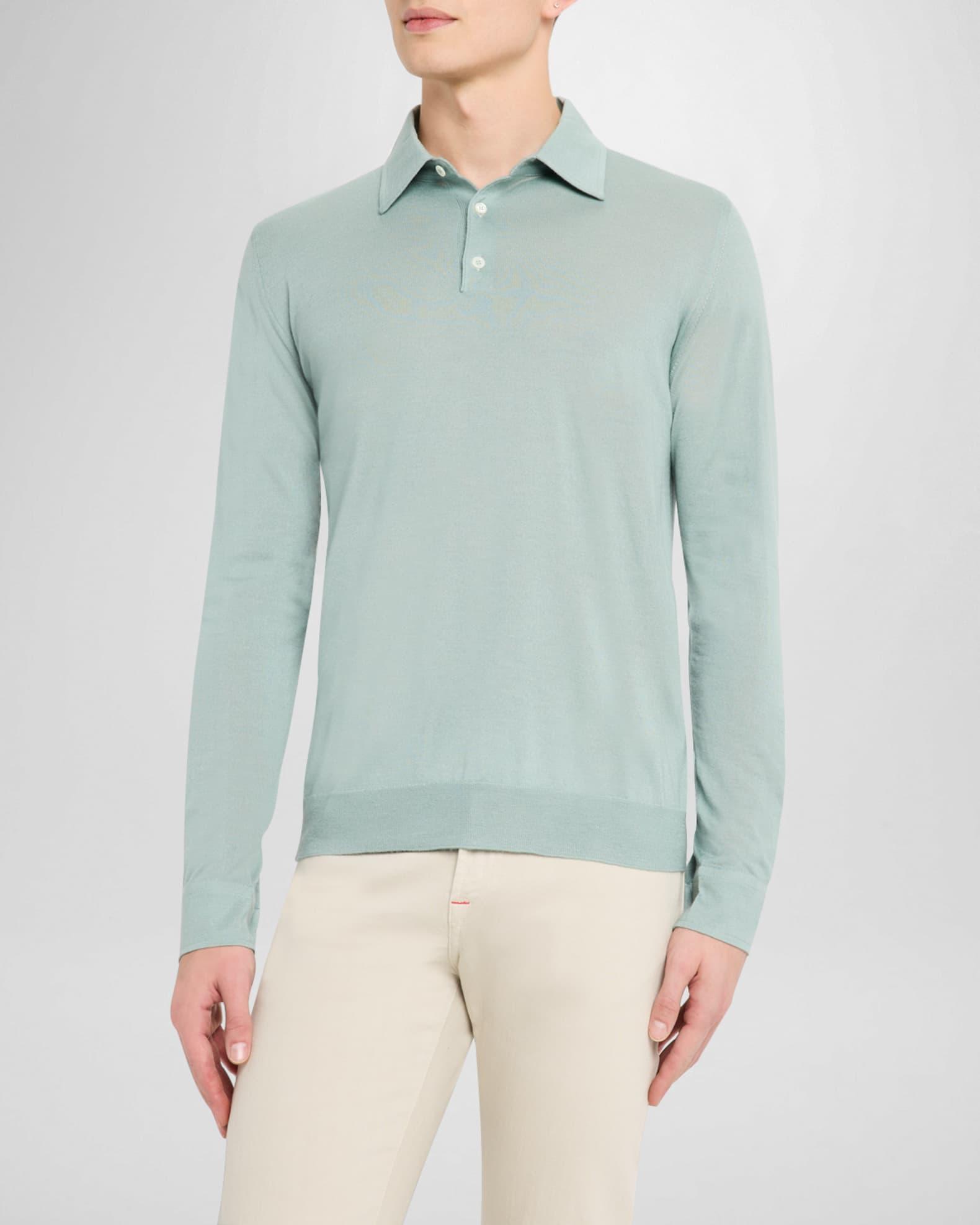 Men's Cashmere-Silk Polo Sweater Product Image