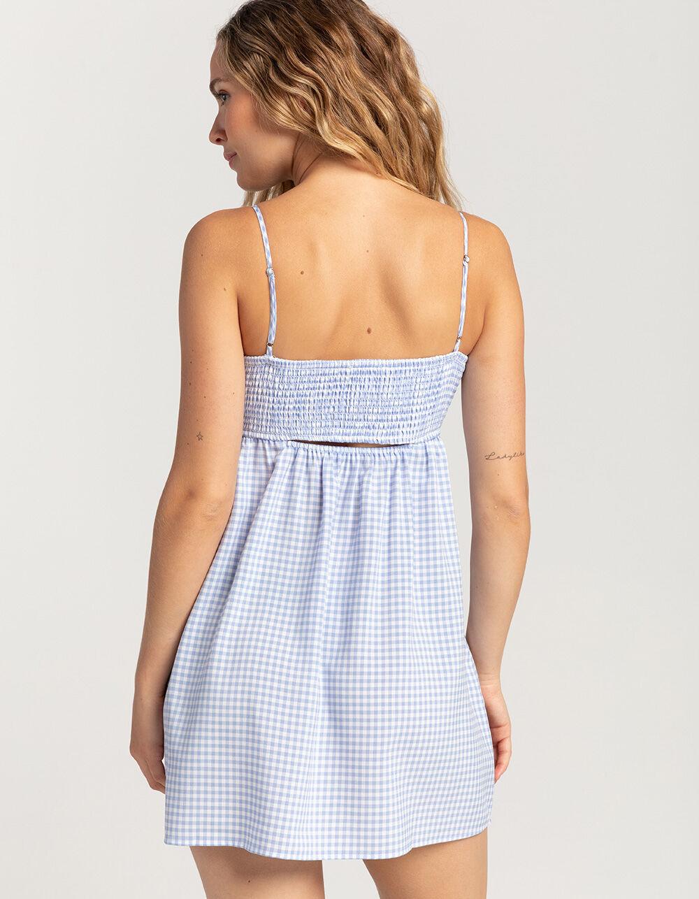 FULL TILT Gingham Womens Smock Babydoll Dress - BLUE/WHT Product Image