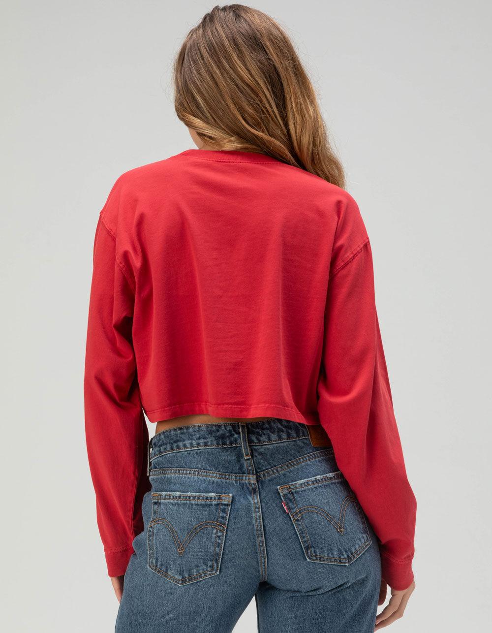LEVI'S Football Womens Long Sleeve Crop Tee - RED Product Image