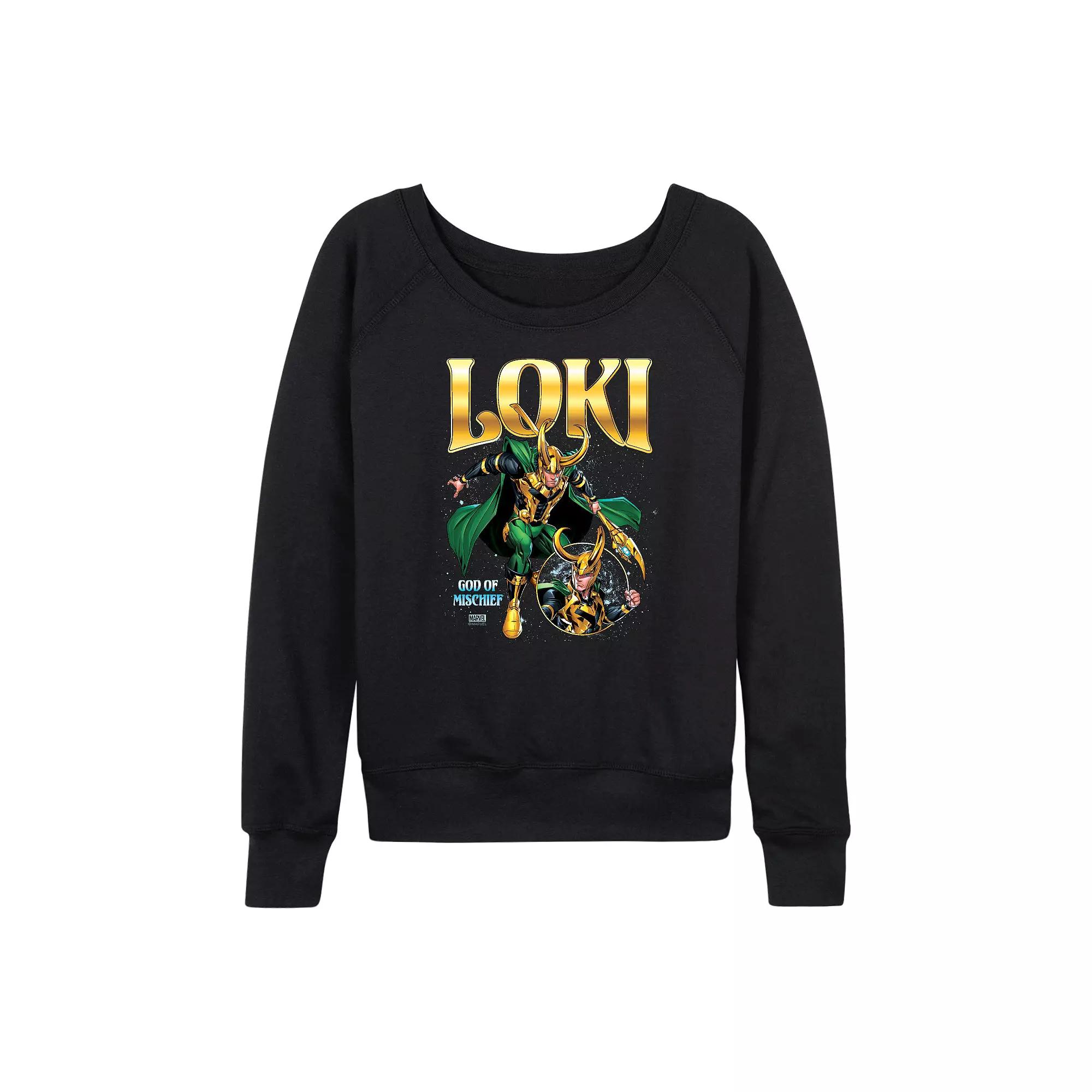 Women's Marvel Loki God Of Mischief French Terry Long Sleeve Tee,  Product Image