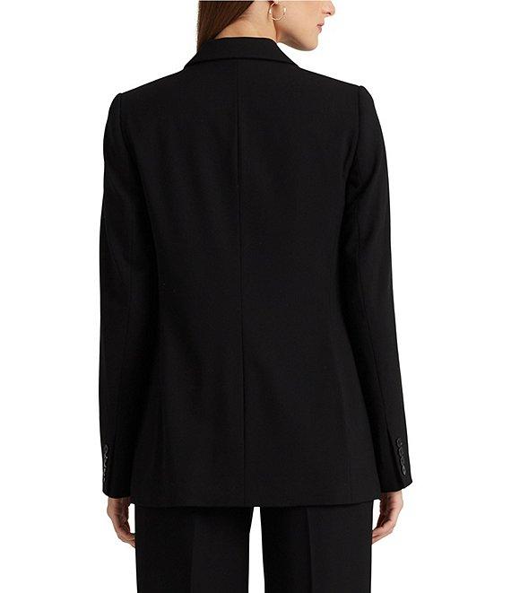 Lauren Ralph Lauren Double Breasted Wool Crepe Notch Lapel Long Sleeve Blazer Product Image