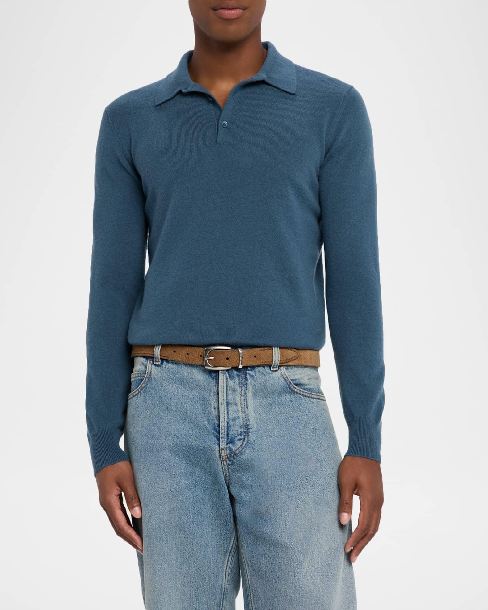 Men's Cashmere Long-Sleeve Polo Sweater Product Image