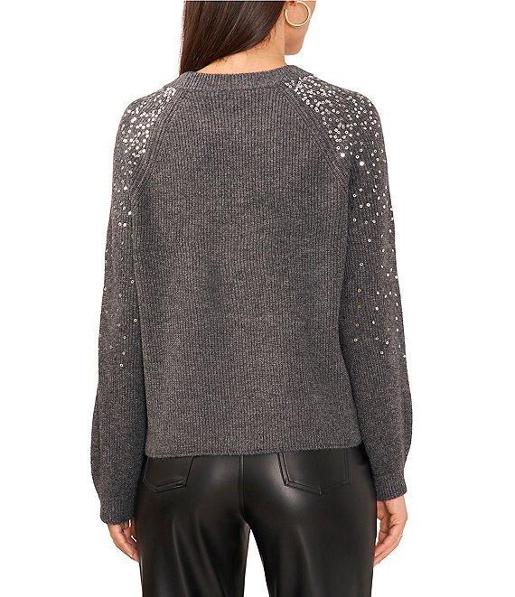 Vince Camuto Sequin Round Neck Long Sleeve Sweater Product Image