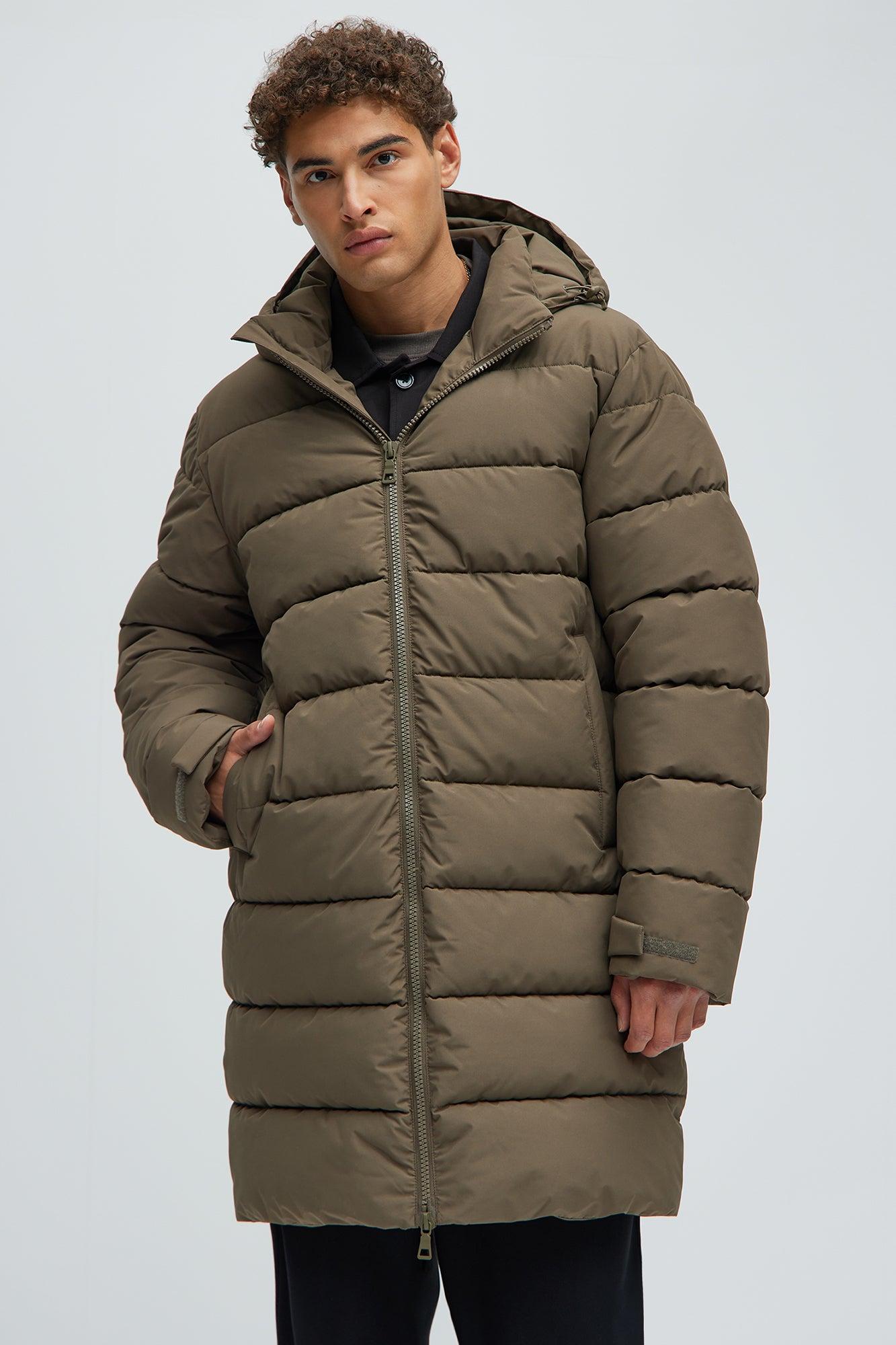 Flexin' Puffer Long Coat - Olive Product Image