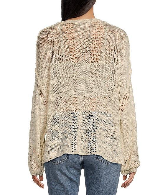 Angie Long Sleeve Open Weave Pullover Sweater Product Image