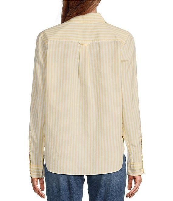 L.L.Bean Essential Cotton Poplin Stripe Print Collar Neckline Long Sleeve Shirt Product Image