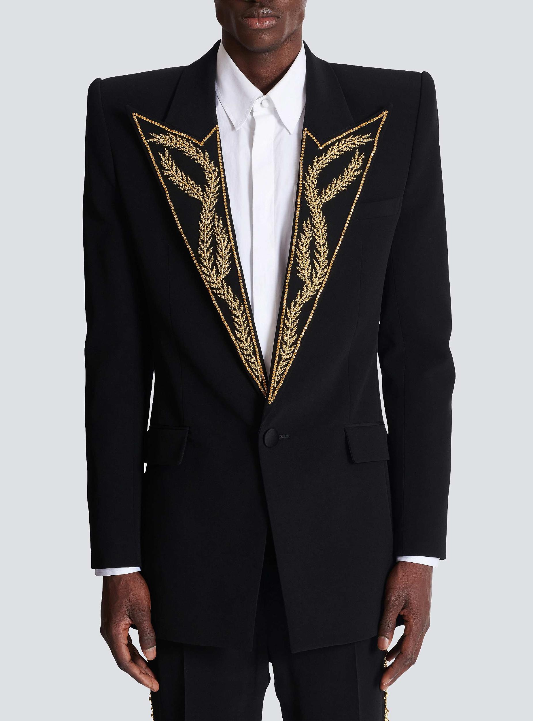 1-button jacket with embroidered collar Product Image