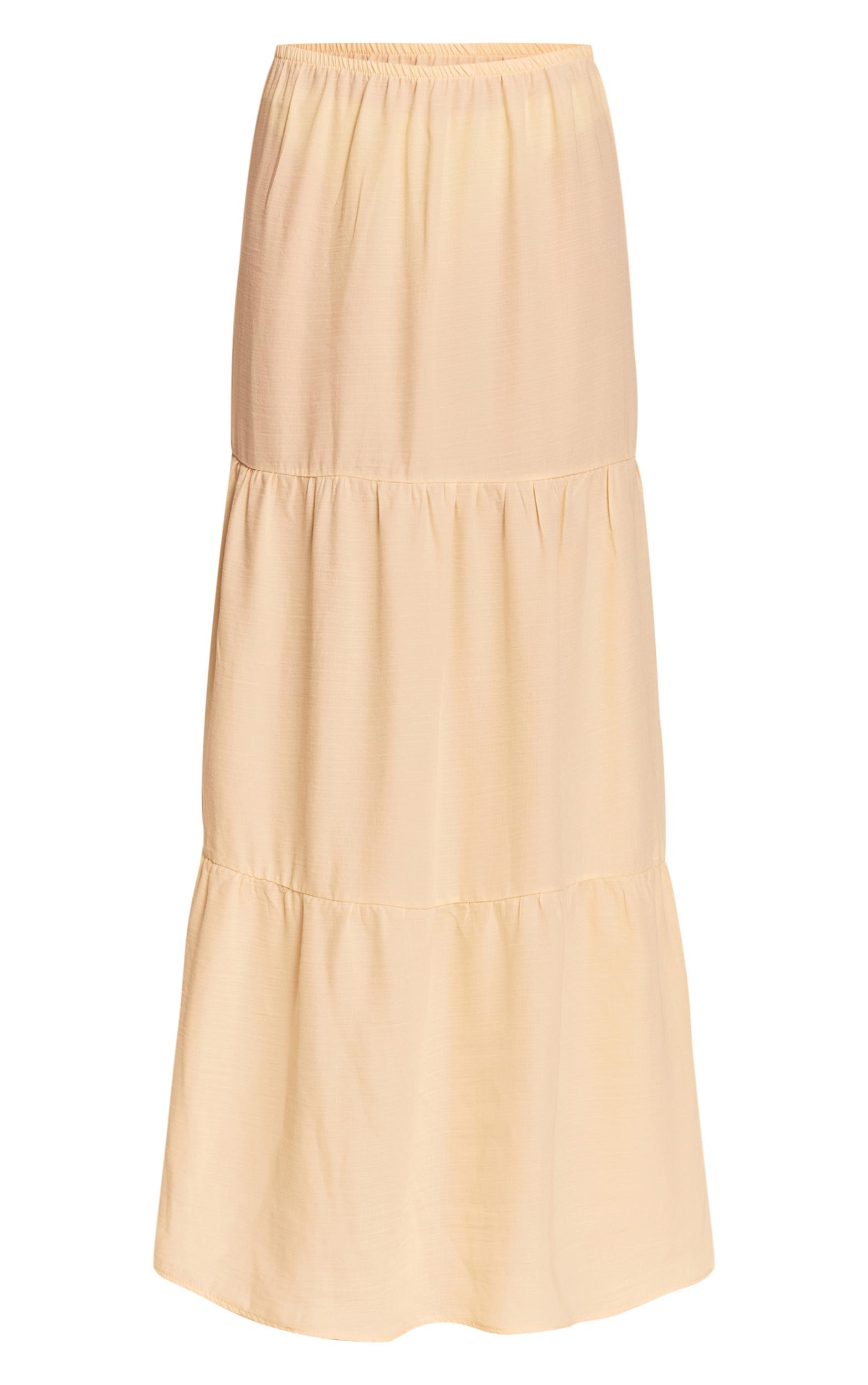 Butter Yellow Linen Look Tiered Maxi Beach Skirt Product Image