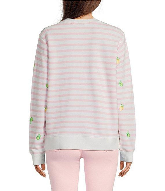 Lilly Pulitzer Ballad Stripe Print Embroidered Crew Neck Long Sleeve Sweatshirt Product Image