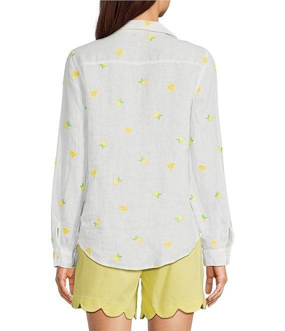 Lilly Pulitzer Sea View Linen Honeycomb Print Point Collar Long Sleeve Button Down Top Product Image